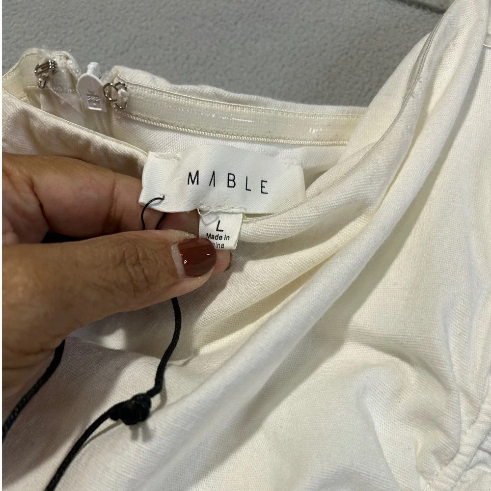 Mable‎ White Strapless Cutout Midi Dress Womens Size Large Party Cocktail